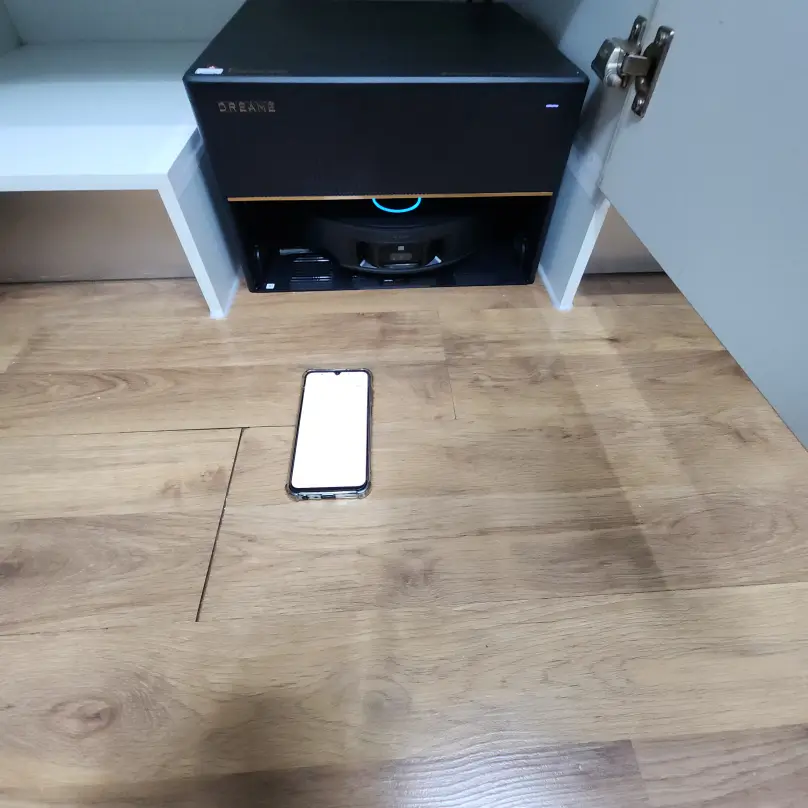 평택 드리미x50 싱크대 리폼 로봇청소기 장 제작 — 시공 후
